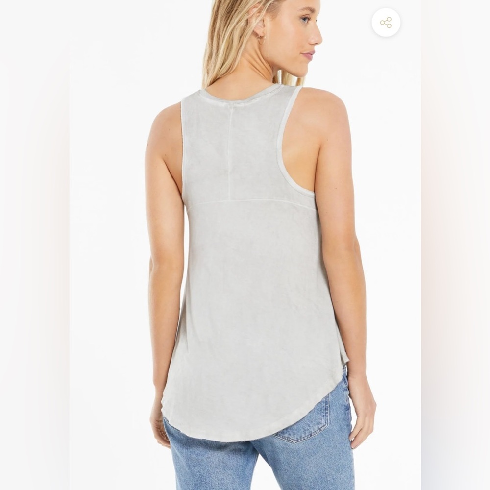 Z Supply Vagabond Light Gray Raw Edge Sleeveless A-Line V-Neck Top Small
